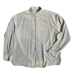 City Streets Men's 1990 VTG Button Up Shirt Gray Long Sleeve Band Collar Size XL